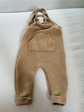 Carters Little Planet Organic Neutral Tan Knit Overalls